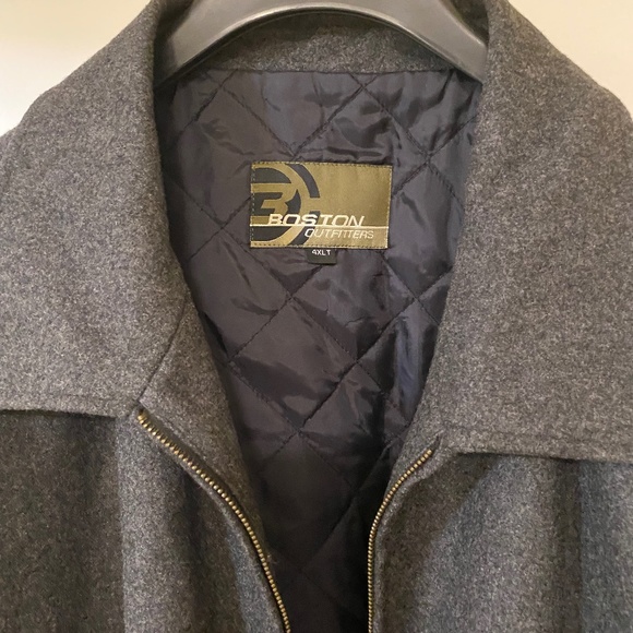 Grey Wool Over Coat Big and Tall 4XL Tall 3/4 Quarter Trench - Picture 5 of 13